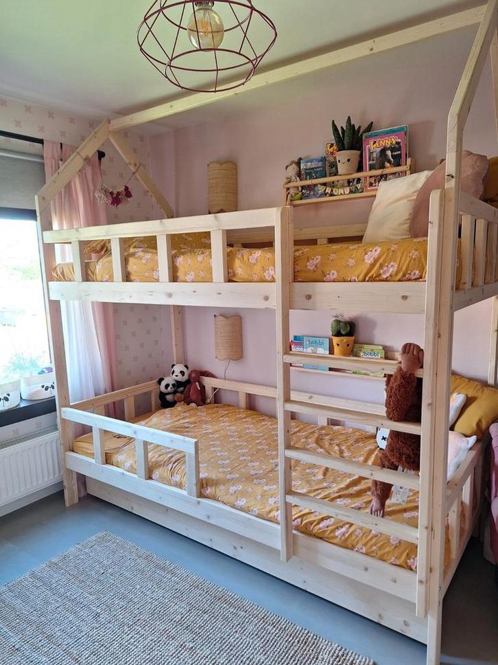 Stapelbed Huisjes 90x200 ook op andere maten, Kinderen en Baby's, Kinderkamer | Stapelbedden en Hoogslapers, Nieuw, Stapelbed