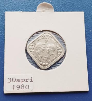 5 cent penning 1980 - Beatrix en Claus - Koningin en Prins  beschikbaar voor biedingen