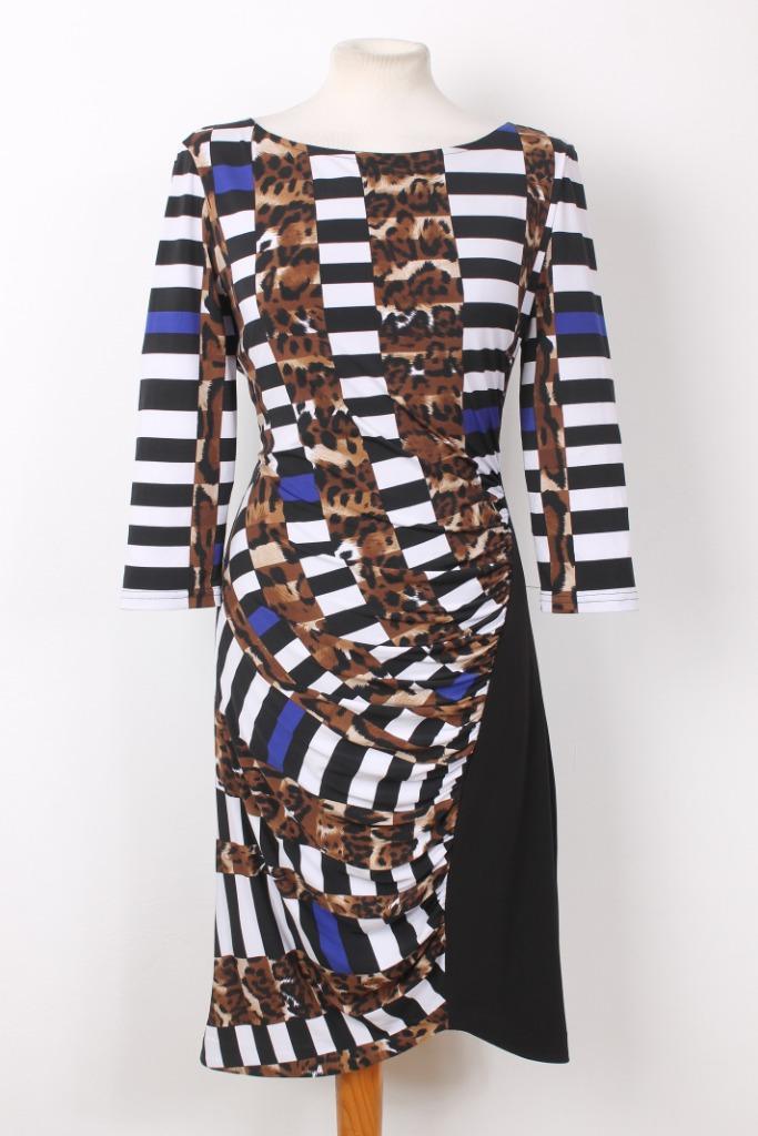 Herfst! Jurk van Joseph Ribkoff maat 44, Kleding | Dames, Jurken, Zo goed als nieuw, Maat 42/44 (L), Blauw, Knielengte, Verzenden