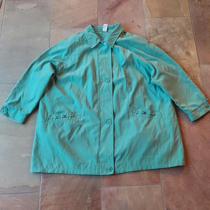Vintage mintgroene jas C&A maat 54, Kleding | Dames, Jassen | Zomer, Gedragen, Maat 46/48 (XL) of groter, Groen, Ophalen of Verzenden