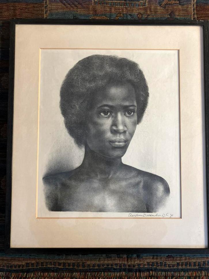 Schilderij lithografie Aart van Dobbenburgh 1971 portret, Antiek en Kunst, Kunst | Litho's en Zeefdrukken, Ophalen of Verzenden