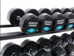 GEZOCHT!!! Muscle power ronde rubber dumbells 28 kg 38 kg 40, Sport en Fitness, Fitnessmaterialen, Ophalen of Verzenden, Zo goed als nieuw
