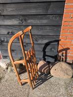 Houten slee met metalen glijders, vintage, Ophalen, Zo goed als nieuw
