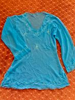 Leuke Transparante geborduurde Strandtuniek, Kleding | Dames, Ophalen of Verzenden, Zo goed als nieuw, Maat 42/44 (L), Blauw