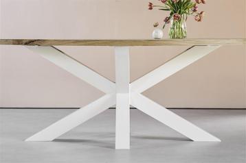 eettafel eiken bladen boomstam ovaal rond beschikbaar voor biedingen