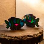 Vintage Japanse glaskunstlichtjes in metaal, Ophalen of Verzenden