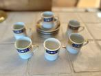 Espresso set: 6 kopjes met schoteltjes (blauw, geel, goud), Ophalen, Zo goed als nieuw, Overige stijlen, Kop(pen) en/of Schotel(s)