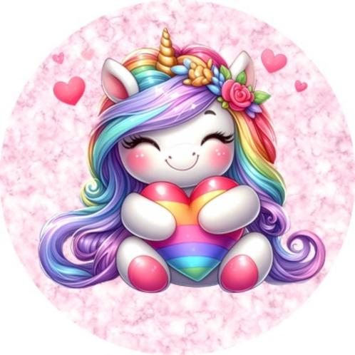 LF4003 ouwel eenhoorn 20x4,7cm eetbare cupcake rondjes vers, Hobby en Vrije tijd, Taarten en Cupcakes maken, Nieuw, Versiering