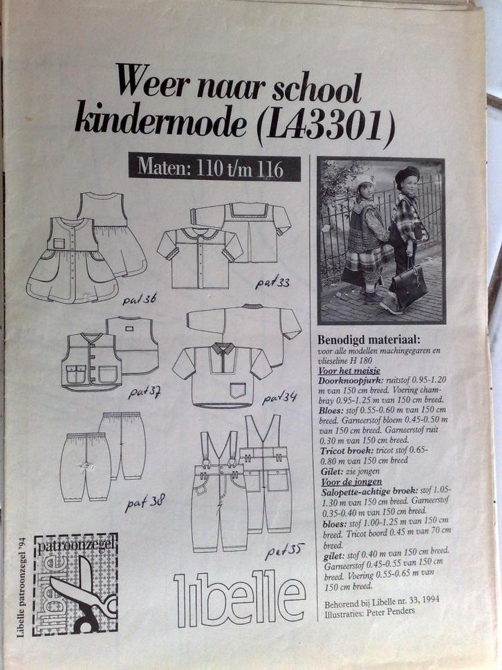 9 x Libelle patronen voor kinderen en baby (€2 per patroon), Hobby en Vrije tijd, Kledingpatronen, Zo goed als nieuw, Kind, Overige merken
