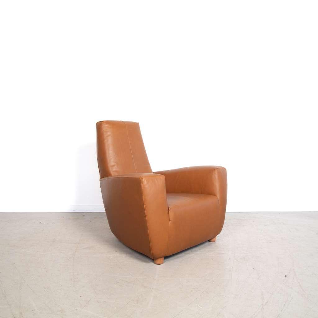 2x Label Longa Fauteuil Cognac Leer, Huis en Inrichting, Fauteuils, Zo goed als nieuw, Leer, 75 tot 100 cm, 75 tot 100 cm, Ophalen of Verzenden
