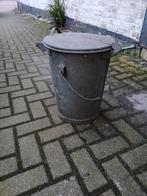 Vintage Zinken Vuilnisemmer met Deksel, Ophalen, Gebruikt, 20 tot 30 liter, Metaal