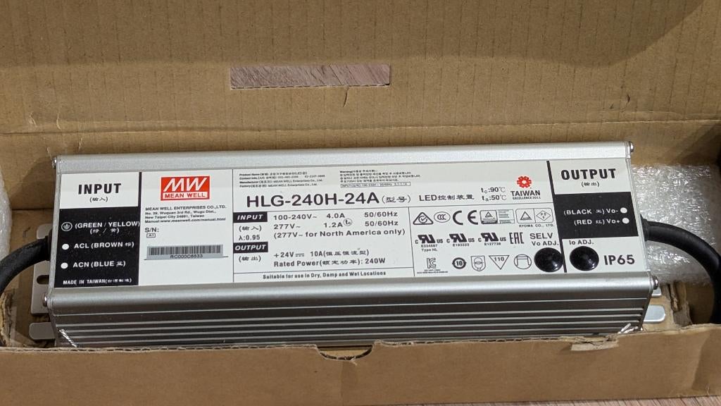 Meanwell Mean Well HLG-240H-24A 24V 10A 240W nieuw, Ophalen of Verzenden, Nieuw