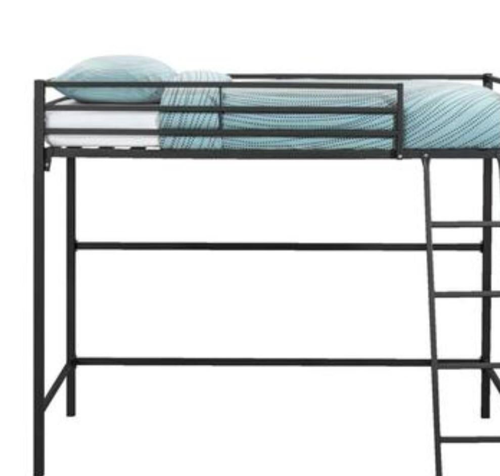 IKEA Hoogslaper 1-persoons Zwart Metaal met Bureau, Ophalen, Eenpersoons, Hoogslaper