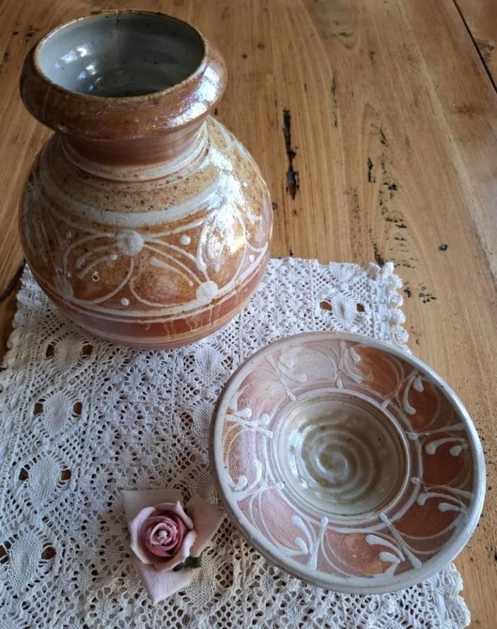 Franse gres vaas, schaaltje, La Borne, Roland Bottani, 80's, Antiek en Kunst, Antiek | Keramiek en Aardewerk, Ophalen of Verzenden