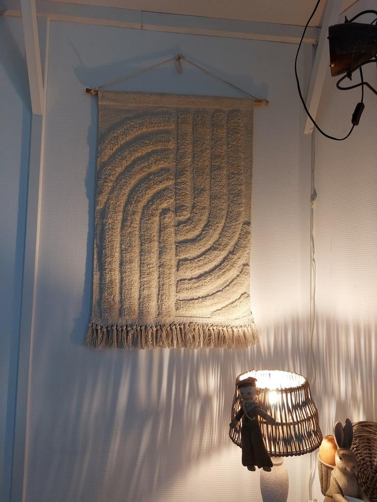 Prachtig wandkleed met abstract patroon, Beige, Boho, Ophalen of Verzenden, Zo goed als nieuw