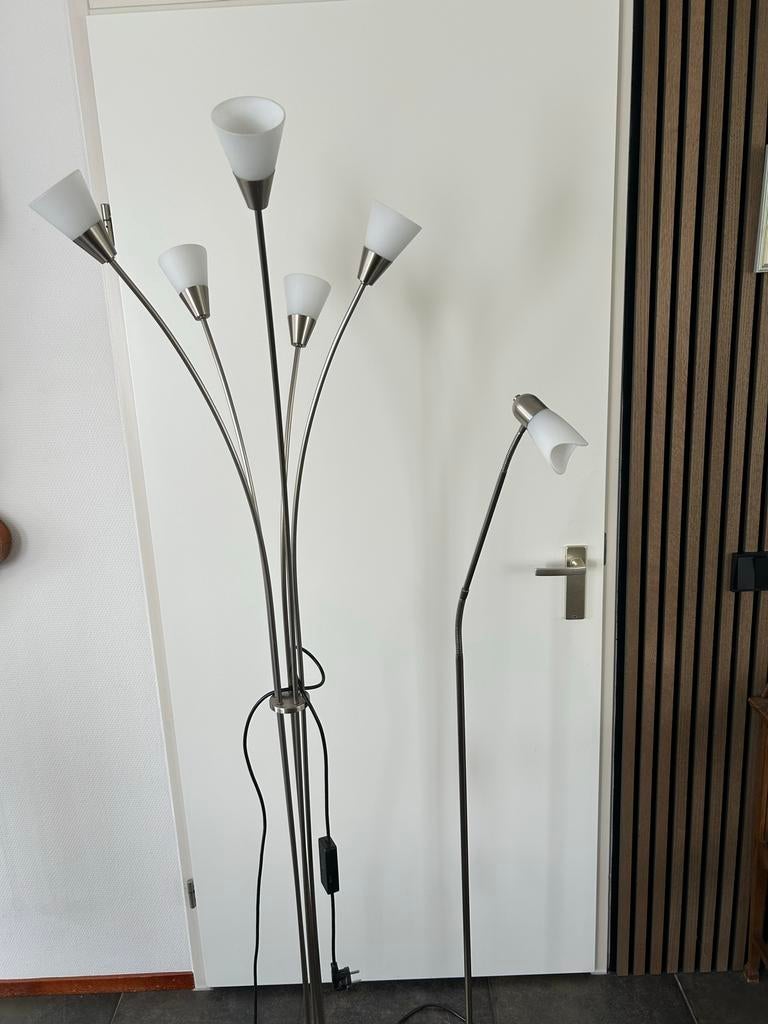 Vloerlampen set, 2 stuks schemerlamp, Ophalen, Gebruikt, Metaal, 150 tot 200 cm