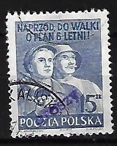 B-36 D Polen 1950 Mi 665 opdruk groszy, Ophalen, Polen, Gestempeld