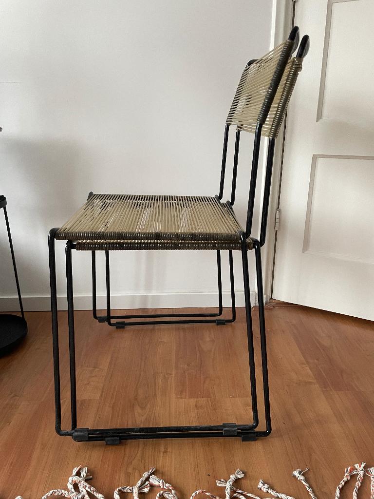 IKEA spaghetti stoelen, Huis en Inrichting, Stoelen, Ophalen, Gebruikt, Twee, Zwart
