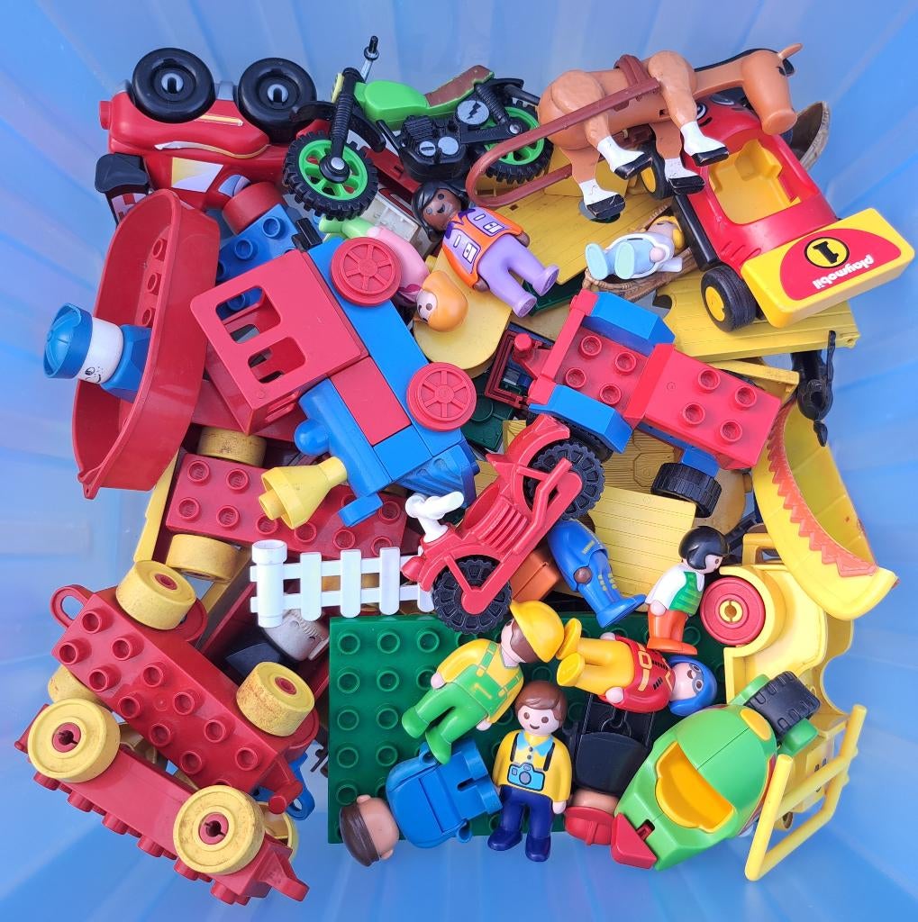 Lego Duplo en 123 Playmobil, Kinderen en Baby's, Speelgoed | Duplo en Lego, Overige thema's, Verzenden, Zo goed als nieuw, Duplo