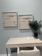 Woood Fiona schilderij vierkant beige  3x beschikbaar., Ophalen