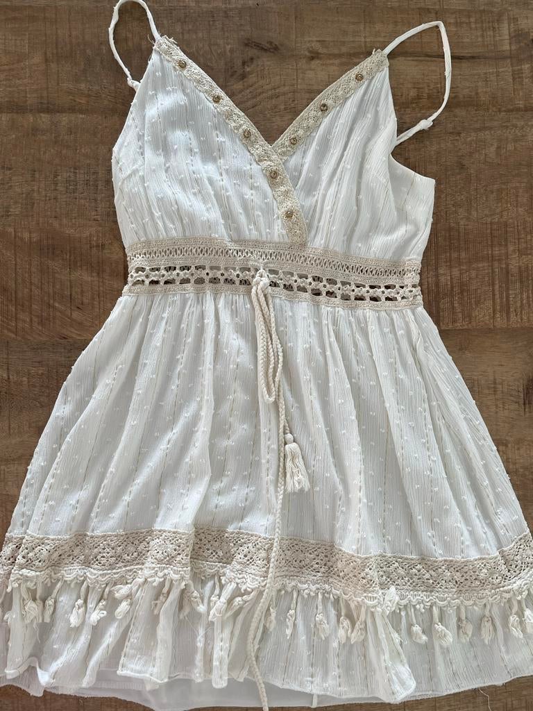 Ibiza jurkje dames - maat S, Kleding | Dames, Jurken, Gedragen, Maat 36 (S), Wit, Boven de knie, Ophalen of Verzenden