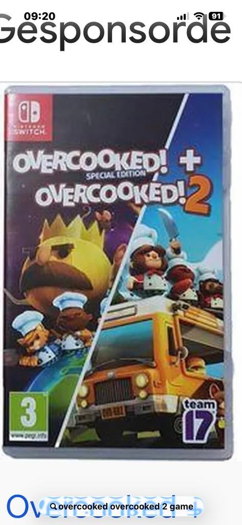 Overcooked! + Overcooked! 2 - Nintendo Switch, 2 spelers, Eén computer, Ophalen of Verzenden, Zo goed als nieuw