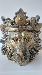 Grote gouden koning leeuwenkop vaas plantenpot leeuw, Huis en Inrichting, Woonaccessoires | Vazen, Ophalen, Overige materialen