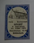 Café Restaurant   SPORT   RIDDERKERK, Verzenden, Zo goed als nieuw, Luciferdoosjes of -merken