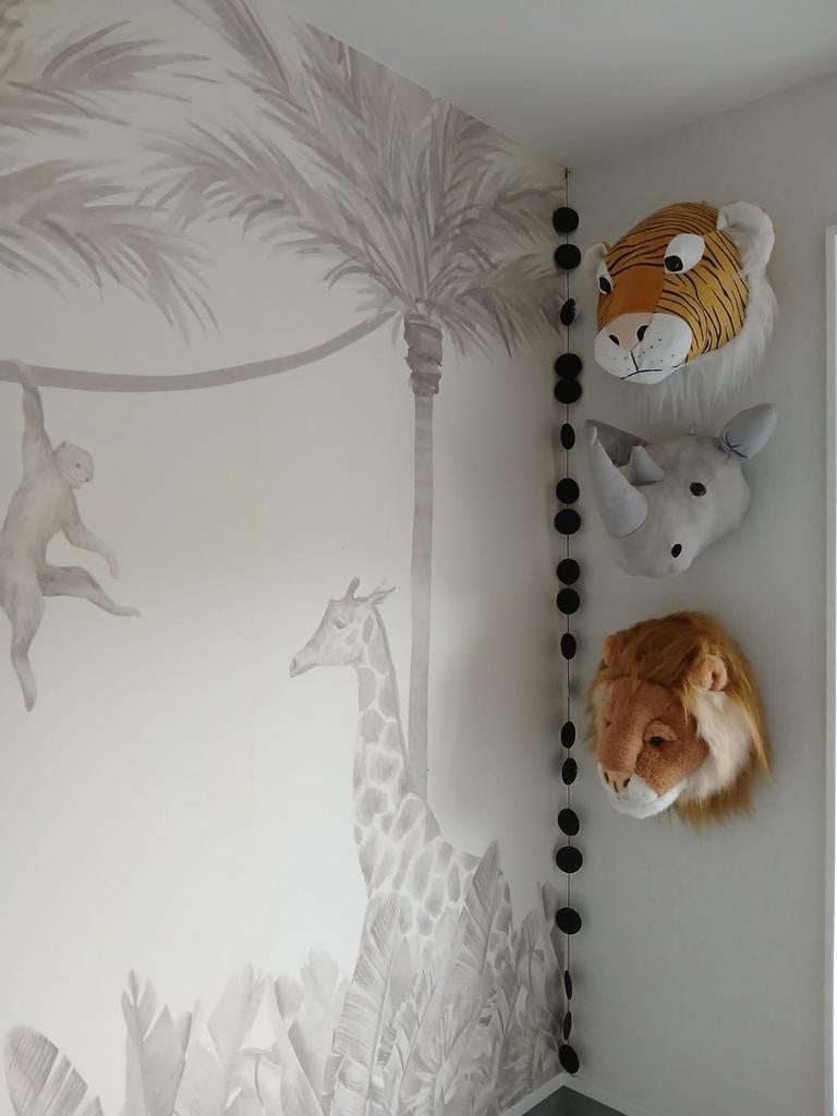 Vier prachtige dierenhoofden knuffel tijger leeuw neushoorn, Ophalen of Verzenden, Zo goed als nieuw, Wanddecoratie