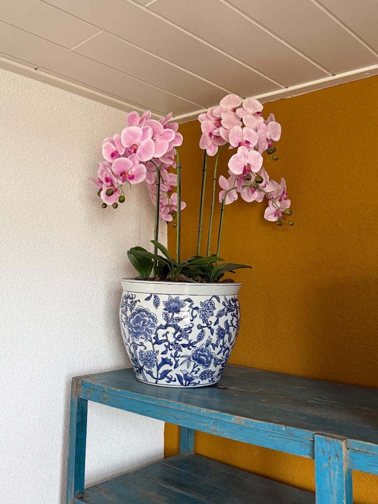 Kunstbloemen orchideeën met pot, Ophalen, Zo goed als nieuw, Binnen