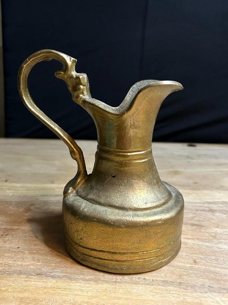 Antiek Messing Kannetje - Massief Geel Koper - 12 cm, Antiek en Kunst, Antiek | Koper en Brons, Ophalen of Verzenden