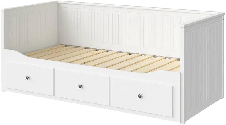 Hemnes bed, 90x200 uitschuifbaar,, Ophalen, Eenpersoons, Wit, Zo goed als nieuw