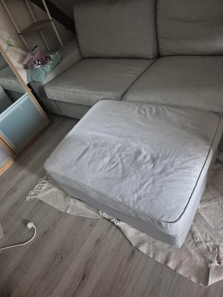 3 persoons bank en voetenbank met opbergruimte van IKEA,, Ophalen, Gebruikt, Rechthoekig, 125 cm of meer