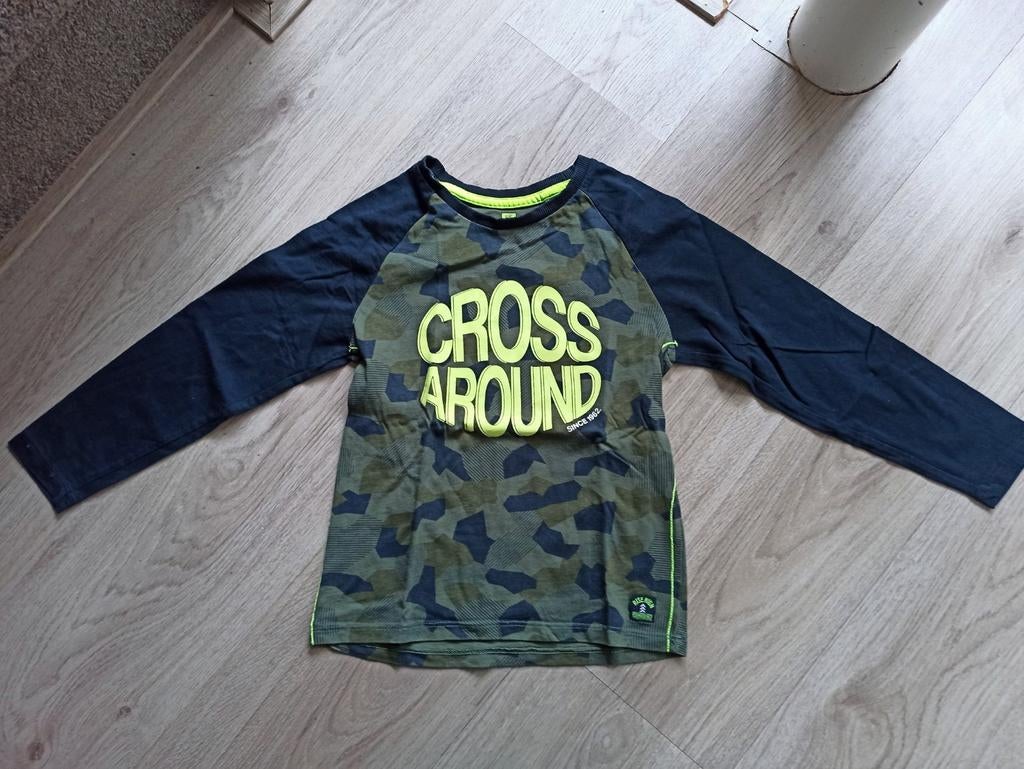 Stoere WE longsleeve camouflage 'Cross Around' maat 110/116, Kinderen en Baby's, Kinderkleding | Maat 110, WE, Ophalen of Verzenden