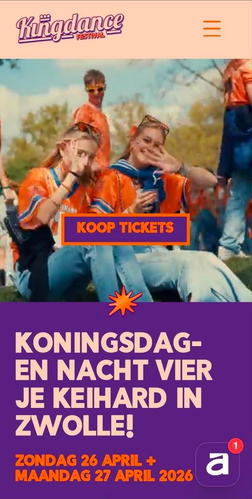 Ticket voor kingdance zwolle op 26 april, Tickets en Kaartjes, Evenementen en Festivals, Eén persoon