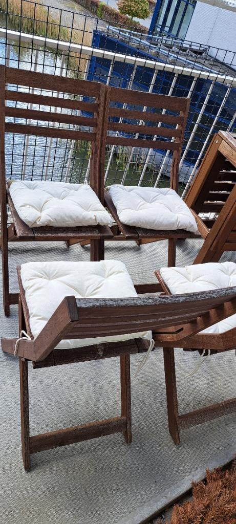 Applaro (Ikea)Tuintafel met 4 stoelen, Tuin en Terras, Tuintafels, Ophalen, Gebruikt, Rechthoekig, Hout