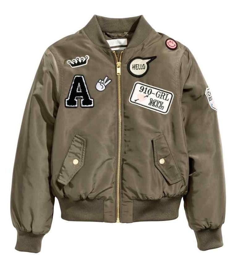 H&M kaki licht gewatteerd pilotenjack bomberjas jas maat 170, Meisje, H&M, Nieuw, Ophalen of Verzenden