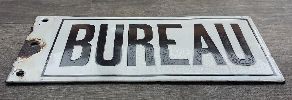Omstreeks 1925-1950 Emaille Bord Schild Deurpostje BUREAU, Ophalen of Verzenden