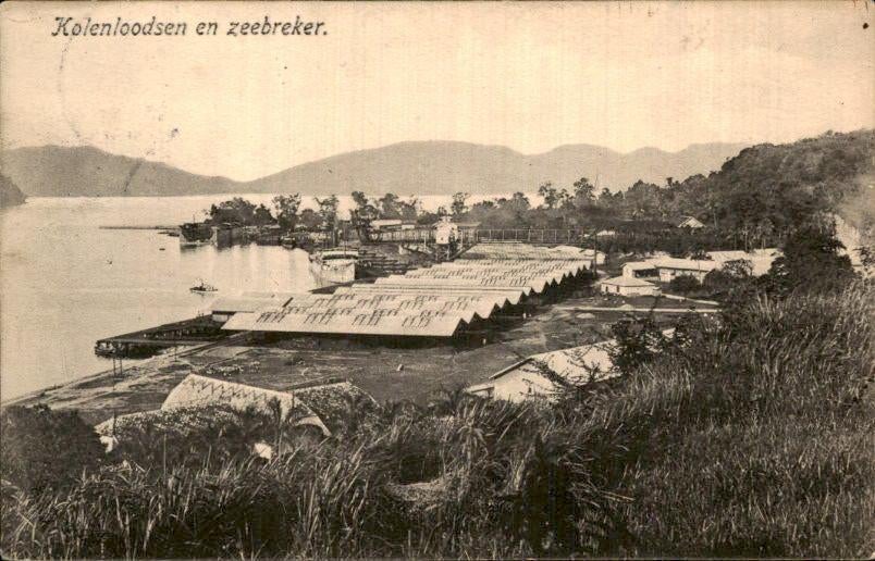 Nederlands Indië - Kolenloodsen en Zeebreker - 1915, Verzenden, Voor 1920, Gelopen