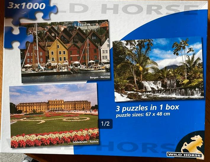 Puzzel 3 x 1000 in 1 box nieuw, Hobby en Vrije tijd, Denksport en Puzzels, Ophalen of Verzenden, 500 t/m 1500 stukjes, Nieuw