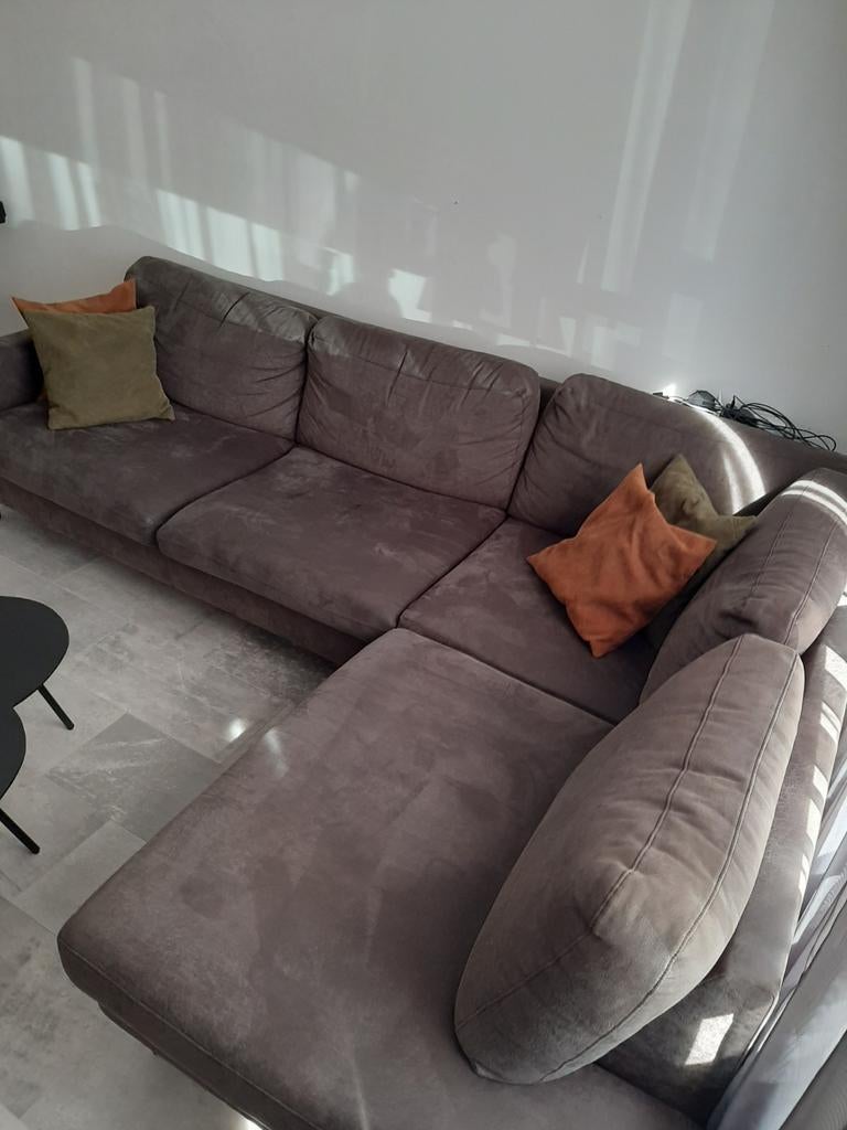 Hoekbank  – Antraciet – Micro Suede - Label 51, Huis en Inrichting, Banken | Bankstellen, 250 tot 300 cm, Hoekbank, Ophalen of Verzenden