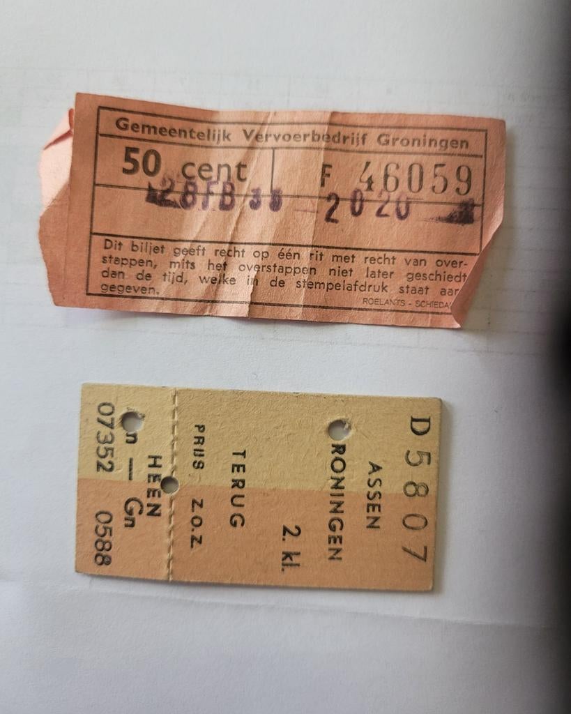 Oude treinkaartjes, Verzamelen, Ophalen of Verzenden, Gebruikt, Bus of Metro, Overige typen