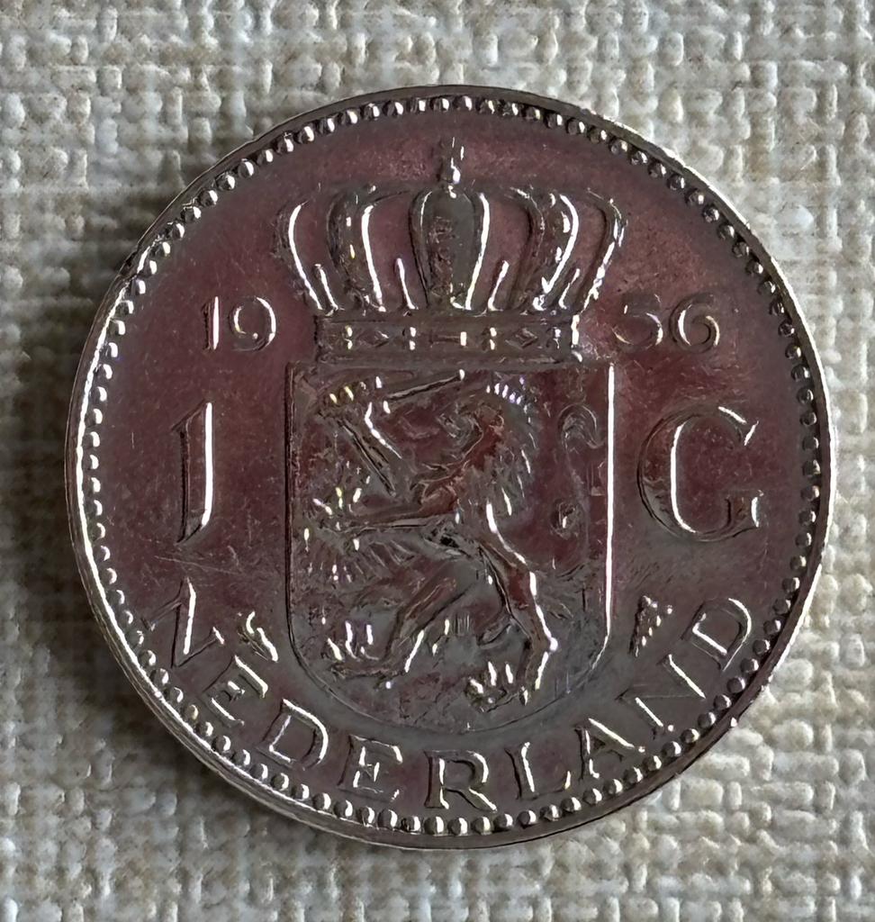 Nederlandse gulden 1956 ZF, Postzegels en Munten, Munten | Nederland, Ophalen of Verzenden, Koningin Juliana, 1 gulden, Zilver