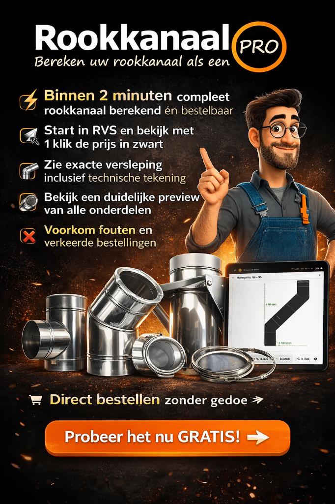 Rookkanaal berekenen én direct bestellen (GRATIS tool), Ophalen, Vrijstaand, Hout, Nieuw