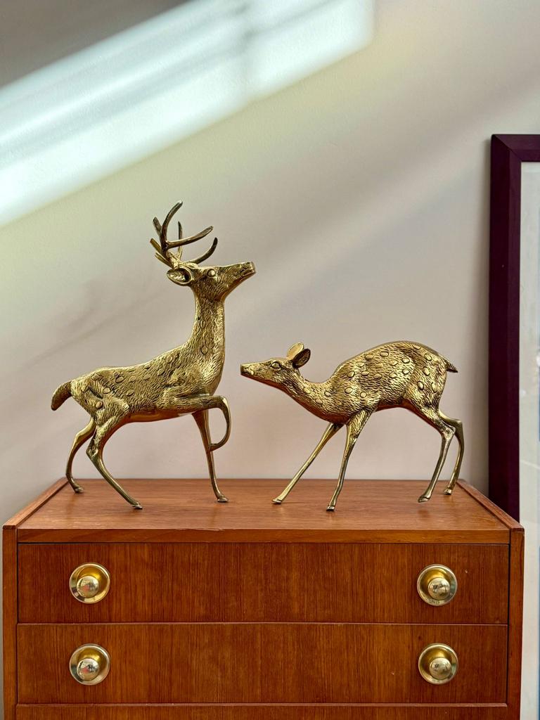 Vintage XL Messing Herten, Ophalen of Verzenden