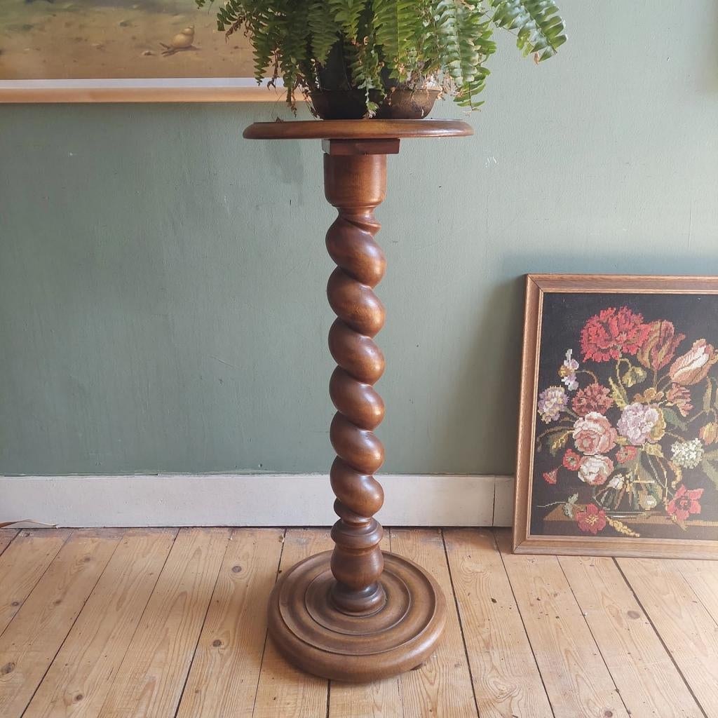 Lucky Vintage brocante houten pilaar of plantentafel, Huis en Inrichting, Ophalen, Gebruikt, ., .