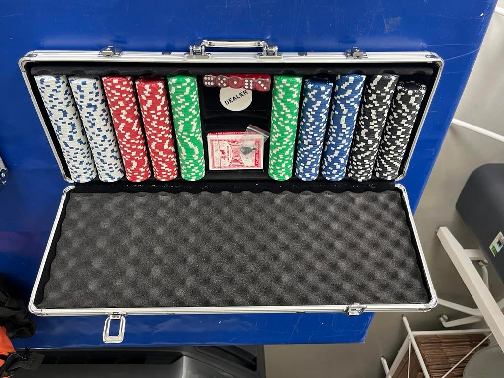 Nieuwe poker koffer ongebruikt compleet met heel veel fishes, Ophalen, Nieuw