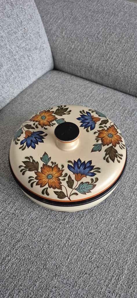 Oude vintige plateel koekdoos, Antiek en Kunst, Antiek | Keramiek en Aardewerk, Ophalen of Verzenden