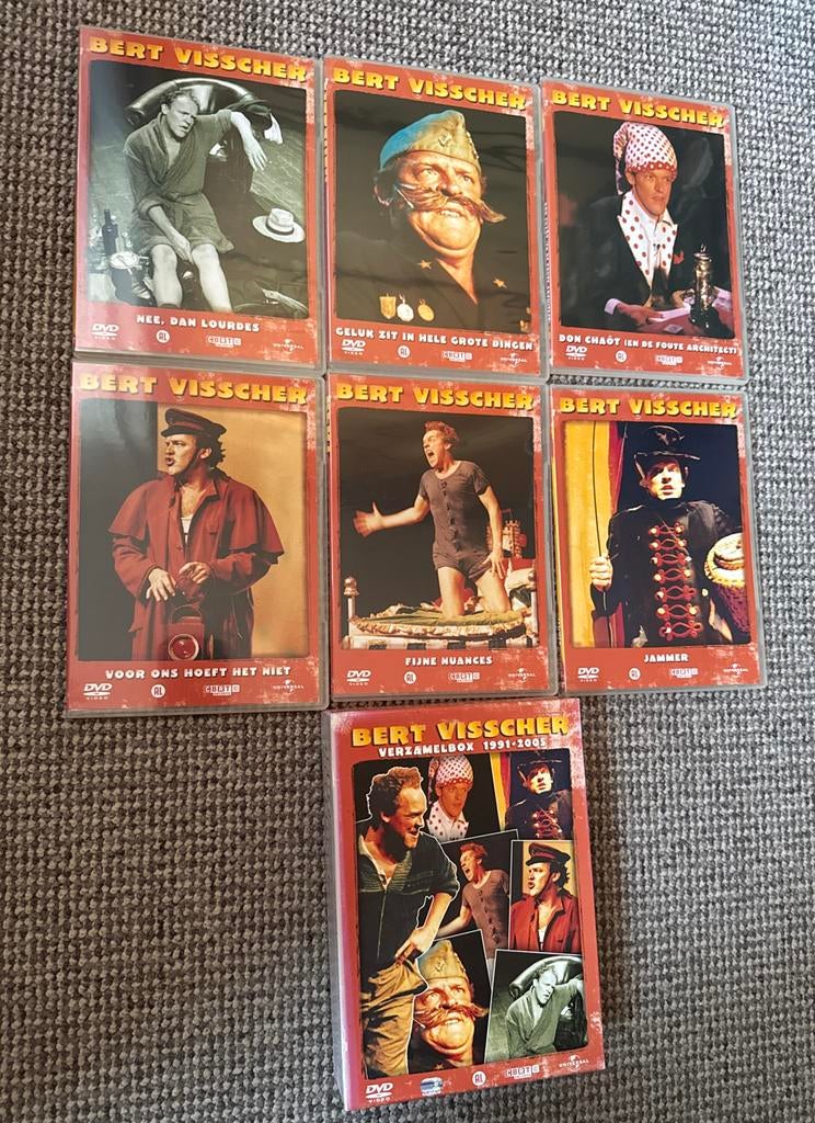 Bert Visscher DVD Verzameling - 7 Shows & Verzamelbox, Alle leeftijden, Ophalen of Verzenden, Zo goed als nieuw, Stand-up of Theatershow