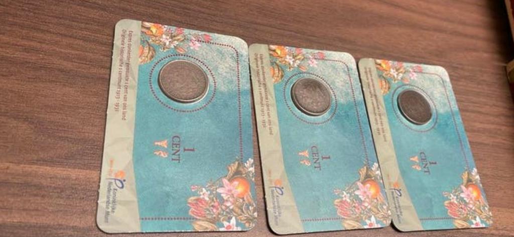 Numismatische coincards Wilhelmina cent, zie verkoopopties, Postzegels en Munten, Munten | Nederland, Ophalen of Verzenden, Koningin Wilhelmina